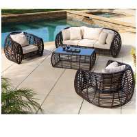 Luxury Patio Furniture hotel used egg shape bed synthetic rope rattan wicker sofa set