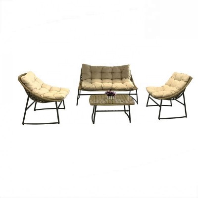 Wicker and chair high quality garden resin woven outdoor furniture rattan coffee table set