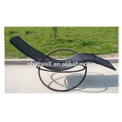 Malaysia design outdoor rattan chaise lounge chair durable curved sun lounge with wheels AWRF5521B,curved sun lounge