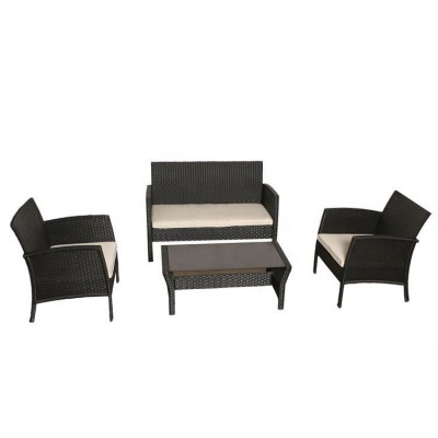 Cheap pe rattan 4pcs set garden sofas outdoor sofa kd for sale patio furniture assembly