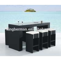 Outdoor Aluminum Bar Furniture Rattan Weave Outdoor Bar Stool and Table High Top Tables and Chairs